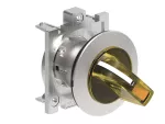 LPFSL1215 Metalowy przełącznik płaski podświetlany Ø30mm serii Platinum, pokrętło krótkie, 2 pozycje, 0 < 1. Żółty