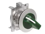 LPFSL1333 Metalowy przełącznik płaski podświetlany Ø30mm serii Platinum, pokrętło krótkie, 3 pozycje, 1 - 0 < 2. Zielony