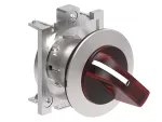 LPFSL1334 Metalowy przełącznik płaski podświetlany Ø30mm serii Platinum, pokrętło krótkie, 3 pozycje, 1 - 0 < 2. Czerwony