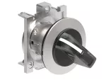 LPFSL1338 Metalowy przełącznik płaski podświetlany Ø30mm serii Platinum, pokrętło krótkie, 3 pozycje, 1 - 0 < 2. Biały