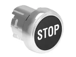 LPSB1132 Metalowy przycisk Ø22mm serii Platinum, kryty, samoczynny powrót, z symbolem, STOP / Czarny