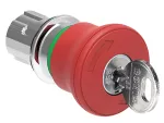 LPSB6844 Metalowy przycisk Ø22mm serii Platinum, grzybkowy, blokowany, odblokowanie kluczem, Ø40mm. Do normalnego zatrzymania. Czerwony