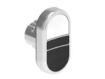 LPSB7114 Metalowy przycisk Ø22mm serii Platinum, podwójny, samoczynny powrót, oba kryte. Biały - Czarny