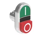 LPSB7223 Metalowy przycisk Ø22mm serii Platinum, podwójny, samoczynny powrót, 1 kryty i 1 wystający. Zielony - Czerwony / I - 0