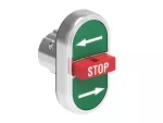 LPSB7365 Metalowy przycisk Ø22mm serii Platinum, potrójny, samoczynny powrót, 2 zewnętrzne kryte i 1 środkowy wystający, → - STOP - ←