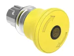 LPSBL6645 Metalowy przycisk podświetlany Ø22mm serii Platinum, grzybkowy, blokowany, odblokowanie przez obrót, Ø40mm. Do normalnego zatrzymania. Żółty