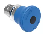 LPSBL6646 Metalowy przycisk podświetlany Ø22mm serii Platinum, grzybkowy, blokowany, odblokowanie przez obrót, Ø40mm. Do normalnego zatrzymania. Niebieski