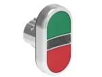 LPSBL7113 Metalowy przycisk Ø22mm serii Platinum, dwuklawiszowy, samoczynny powrót, 2 kryte i biały podświetlany dyfuzor. Zielony - Czerwony