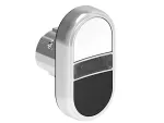 LPSBL7114 Metalowy przycisk Ø22mm serii Platinum, dwuklawiszowy, samoczynny powrót, 2 kryte i biały podświetlany dyfuzor. Biały - Czarny