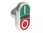 LPSBL7123 Metalowy przycisk Ø22mm serii Platinum, dwuklawiszowy, samoczynny powrót, 2 kryte i biały podświetlany dyfuzor. Zielony - Czerwony / I - 0
