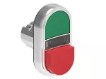 LPSBL7213 Metalowy przycisk Ø22mm serii Platinum, dwuklawiszowy, samoczynny powrót, 1 kryty, 1 wystający i biały podświetlany dyfuzor. Zielony - Czerwony