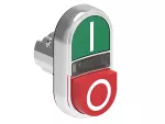 LPSBL7223 Metalowy przycisk Ø22mm serii Platinum, dwuklawiszowy, samoczynny powrót, 1 kryty, 1 wystający i biały podświetlany dyfuzor. Zielony - Czerwony / I - 0
