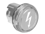 LPSL1187 Metalowa głowica lampki Ø22mm serii Platinum, przezroczysta, z symbolem wskazującym niebezpieczne napięcie, bez adaptera montażowego