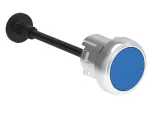 LPSR1006 Metalowy przycisk Ø22mm serii Platinum, kryty, samoczynny powrót, do kasowania mechanicznego, regulowana długość trzpienia od 0 do 150mm. Niebieski
