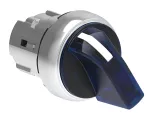 LPSSL1206 Metalowy przełącznik podświetlany Ø22mm serii Platinum, pokrętło krótkie, 2 pozycje, 0 - 1. Niebieski