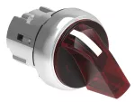 LPSSL1314 Metalowy przełącznik podświetlany Ø22mm serii Platinum, pokrętło krótkie, 3 pozycje, 1 > 0 < 2. Czerwony