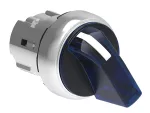 LPSSL1316 Metalowy przełącznik podświetlany Ø22mm serii Platinum, pokrętło krótkie, 3 pozycje, 1 > 0 < 2. Niebieski
