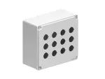 LPZM12CA8 Obudowa metalowa bez wyposażenia, pokrywa szara, 12 otworów, 3 rzędy, wymiary 170x190x90mm