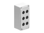 LPZM6CA8 Obudowa metalowa bez wyposażenia, pokrywa szara, 6 otworów, 3 rzędy, wymiary 80x230x73mm