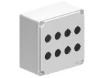 LPZM8CA8 Obudowa metalowa bez wyposażenia, pokrywa szara, 8 otworów, 2 rzędy, wymiary 160x160x90mm