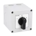 7GN2511P Łącznik krzywkowy serii 7GN, przełącznik zmiany kierunku obrotów silnika 3 fazowego, 25A, w obudowie 75x75mm i czarnym pokrętłem