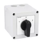 7GN3211P Łącznik krzywkowy serii 7GN, przełącznik zmiany kierunku obrotów silnika 3 fazowego, 32A, w obudowie 90x90mm i czarnym pokrętłem