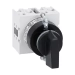 GX1691U11 Łącznik krzywkowy serii GX, rozłącznik, 2 pola, 16A, do montażu tablicowego w otworze 22mm, z czarnym pokrętłem bez tabliczki