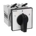 GX4053U Łącznik krzywkowy serii GX, przełącznik sieci, 3 pola, 40A, do montażu tablicowego, z czarnym pokrętłem i tabliczką 65x65mm
