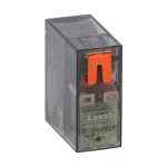 HR502CA024 Przekaźnik miniaturowy ze wskaźnikiem LED i przyciskiem mechanicznym, sterowanie 24VAC, 2C/O, 8A, do gniazd HR5XS2..
