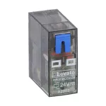 HR502CD024 Przekaźnik miniaturowy ze wskaźnikiem LED i przyciskiem mechanicznym, sterowanie 24VDC, 2C/O, 8A, do gniazd HR5XS2..