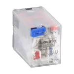 HR604CD012 Przekaźnik przemysłowy ze wskaźnikiem LED i przyciskiem mechanicznym, sterowanie 12VDC, 4C/O, 5A, do gniazd HR6XS4..