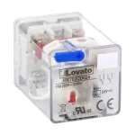 HR702CD024 Przekaźnik przemysłowy ze wskaźnikiem LED i przyciskiem mechanicznym, sterowanie 24VDC, 2C/O, 10A, do gniazd 8 pinowych HR7XS1