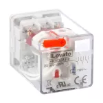 HR703CA110 Przekaźnik przemysłowy ze wskaźnikiem LED i przyciskiem mechanicznym, sterowanie 110VAC, 3C/O, 10A, do gniazd 11 pinowych HR7XS2