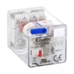 HR703CD024 Przekaźnik przemysłowy ze wskaźnikiem LED i przyciskiem mechanicznym, sterowanie 24VDC, 3C/O, 10A, do gniazd 11 pinowych HR7XS2