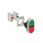 LPCB7113K11 ZESTAW: Przycisk podwójny, samoczynny powrót, 2 kryte, zielony-czerwony. Adapter montażowy. Zestyki 1NO+1NC, zaciski śrubowe.