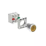 LPSBL105K11PM5 ZESTAW: Przycisk metalowy podświetlany, samoczynny powrót, kryty, żółty. Adapter montażowy. Zestyki 1NO+1NC, zaciski śrubowe. Lampka LED, światło ciągłe, zasilanie 185...265VAC.