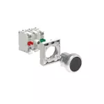 LPSBL107K11PM8 ZESTAW: Przycisk metalowy podświetlany, samoczynny powrót, kryty, przezroczysty. Adapter montażowy. Zestyki 1NO+1NC, zaciski śrubowe. Lampka LED, światło ciągłe, zasilanie 185...265VAC.