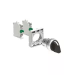 LPSS131K20 ZESTAW: Przełącznik metalowy, 3 pozycje, 1>0<2. Adapter montażowy, Zestyki 2NO, zaciski śrubowe.