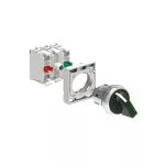 LPSSL120K11PM3 ZESTAW: Przełącznik metalowy podświetlany, 2 pozycje, 0-1, zielony. Adapter montażowy. Zestyki 1NO+1NC, zaciski śrubowe. Lampka LED, światło ciągłe, zasilanie 185...265VAC.