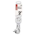 Przedłużacz 2 m / 3 gniazda / biały / PVC / 1 mm2