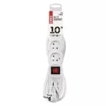 Przedłużacz 10 m / 4 gniazda / z wyłącznikiem / biały / PVC / 1 mm2