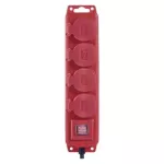 Przedłużacz 3 m / 4 gniazda / z wyłącznikiem / czarno-czerwony / guma-neopren / 1,5 mm2