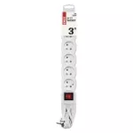 Przedłużacz 3 m / 6 gniazd / z wyłącznikiem / biały / PVC / 1 mm2