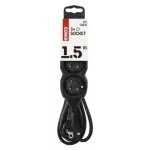 Przedłużacz 1,5 m / 3 gniazda / czarny / PVC / 1 mm2