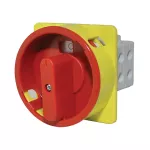 PROMET Łącznik krzywkowy pulpitowy z możliwością zamknięcia na 3 kłódki (5-8mm), czerwone pokrętło, 0-I (załącz - wyłącz), 25A, 1 polowy, IP40