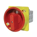 PROMET Łącznik krzywkowy pulpitowy z możliwością zamknięcia na 3 kłódki (5-8mm), czerwone pokrętło, 0-I (załącz - wyłącz), 25A, 3 polowy, IP40