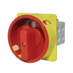 PROMET Łącznik krzywkowy pulpitowy z możliwością zamknięcia na 3 kłódki (5-8mm), czerwone pokrętło, 0-I (załącz - wyłącz), 25A, 3 polowy, IP65