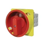 PROMET Łącznik krzywkowy pulpitowy z możliwością zamknięcia na 3 kłódki (5-8mm), czerwone pokrętło, 0-I (załącz - wyłącz), 32A, 1 polowy, IP40