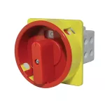 PROMET Łącznik krzywkowy pulpitowy z możliwością zamknięcia na 3 kłódki (5-8mm), czerwone pokrętło, 0-I (załącz - wyłącz), 40A, 1 polowy, IP40