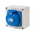Gniazdo natynkowe 2P+Z 16/250 w obudowie IP65 105X105X66, dławik PG-13,5 IP68 w komplecie, szary IP 65 - kolor szary